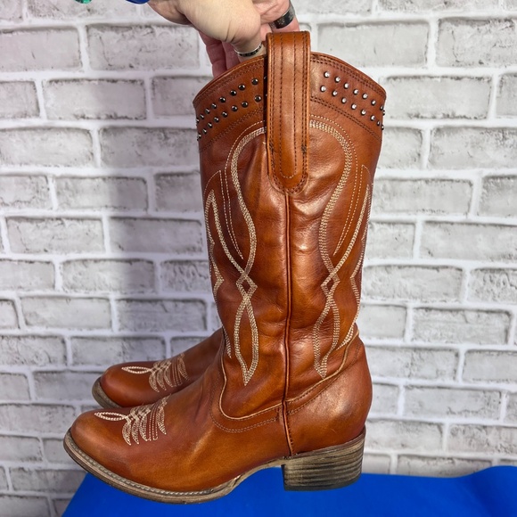 |•FREEBIRD BY STEVEN•| ZION in Whiskey Cowboy Boots Western Boho Size 8 - Picture 3 of 16